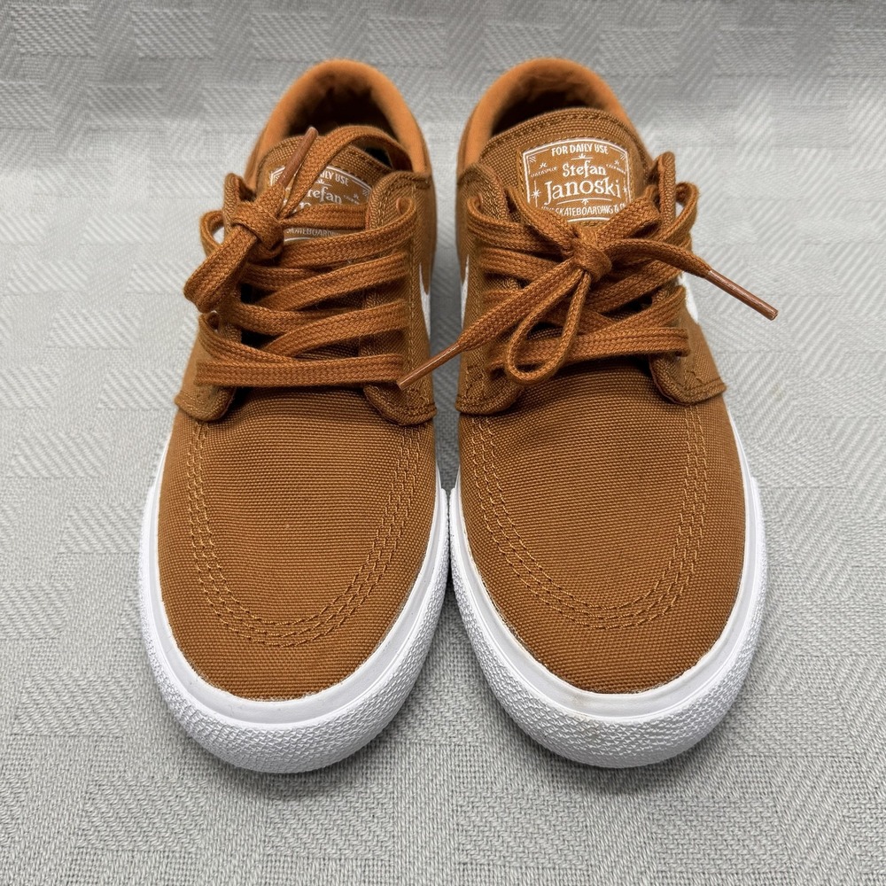 Nike SB Stefan Janoski Shoes Mens Size 4 Brown White Canvas Zoom Air AR7718-208 - Picture 2 of 8